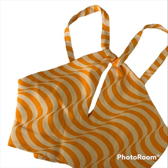 Zara Retro Orange Zebra Halter Top - Picture 4 of 6